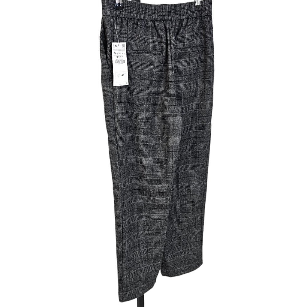 Zara Womens Check Plaid Soft  Straight Leg Pull On Pants Size Small NWT - Picture 2 of 8